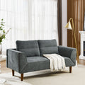 Convertible Futon Sofa Bed, Comfy Loveseat Sleeper Sofa With Adjustable Armrest, Strengthen Wood, Thick Padded Cushion, Small 2 Seater Couch For Living Room, Bedroom, Grey Grey Foam 2 Seat