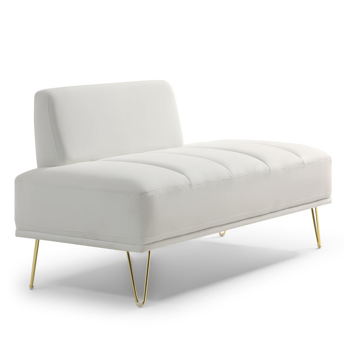 56.3"Inch Width Modern End Of Bed Bench,Velvet Fabric Upholstered 2 Seater Sofa Couch Entryway Ottoman Bench, Fuzzy Sofa Stool Footrest Window Bench With Gold Metal Legs For Bedroom, Living Room,White White Velvet Wood Primary Living Space Modern Foam