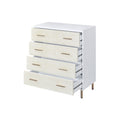 White And Champagne 4 Drawer Chest White Gold Bedroom Wood Metal