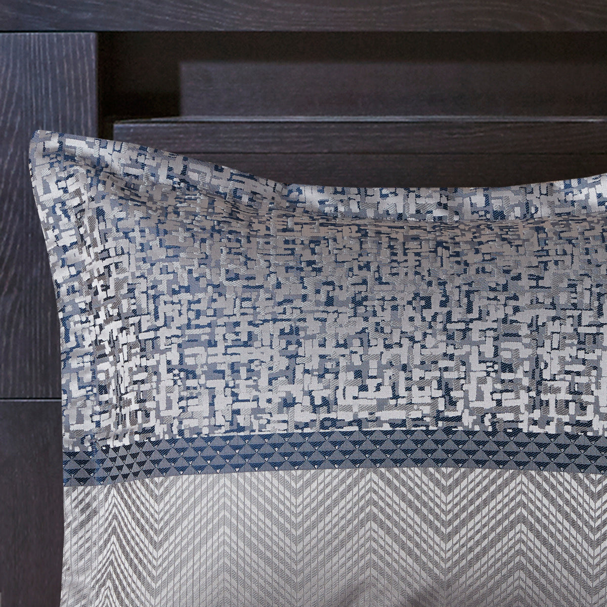 7 Piece Jacquard Comforter Set Navy Cal King California King Navy Polyester