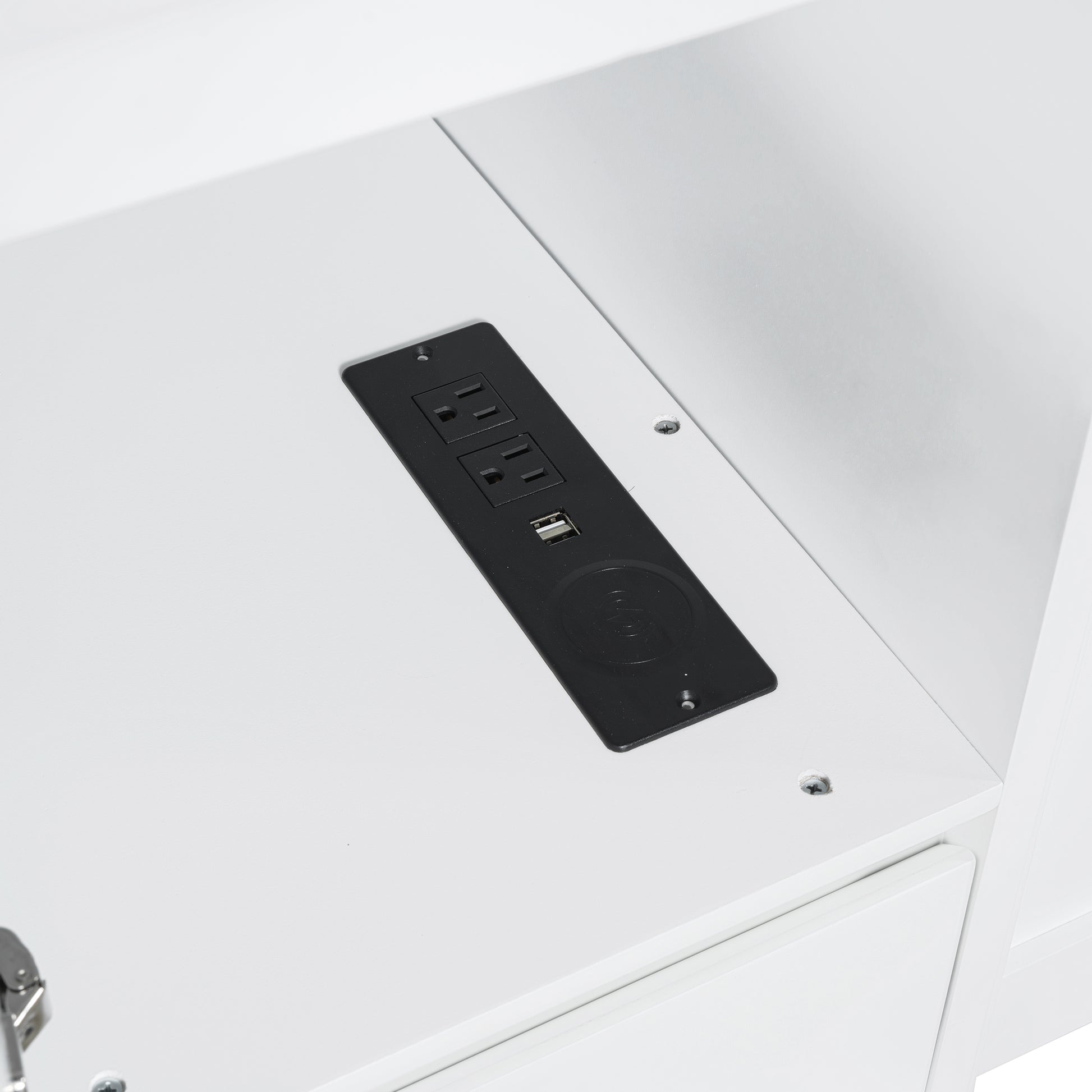 Full Size Murphy Bed With Drawers, Cabinets And Usb Ports,White Full White Mdf Lvl