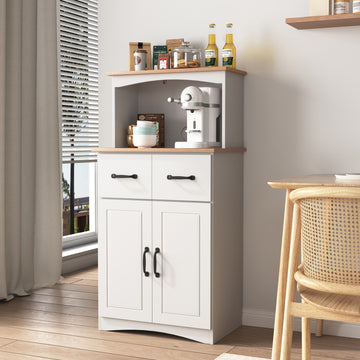 Wooden Kitchen Cabinet White Pantry Storage Microwave Cabinet With Storage Drawer White Mdf