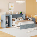 Queen Size Murphy Bed With Usb Port, Large Drawer, And Wardrobe Desk Combo Versatile Gray Cabinet Bed Queen Gray Solid Wood Mdf