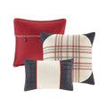 7 Piece Herringbone Comforter Set Red King King Red Polyester