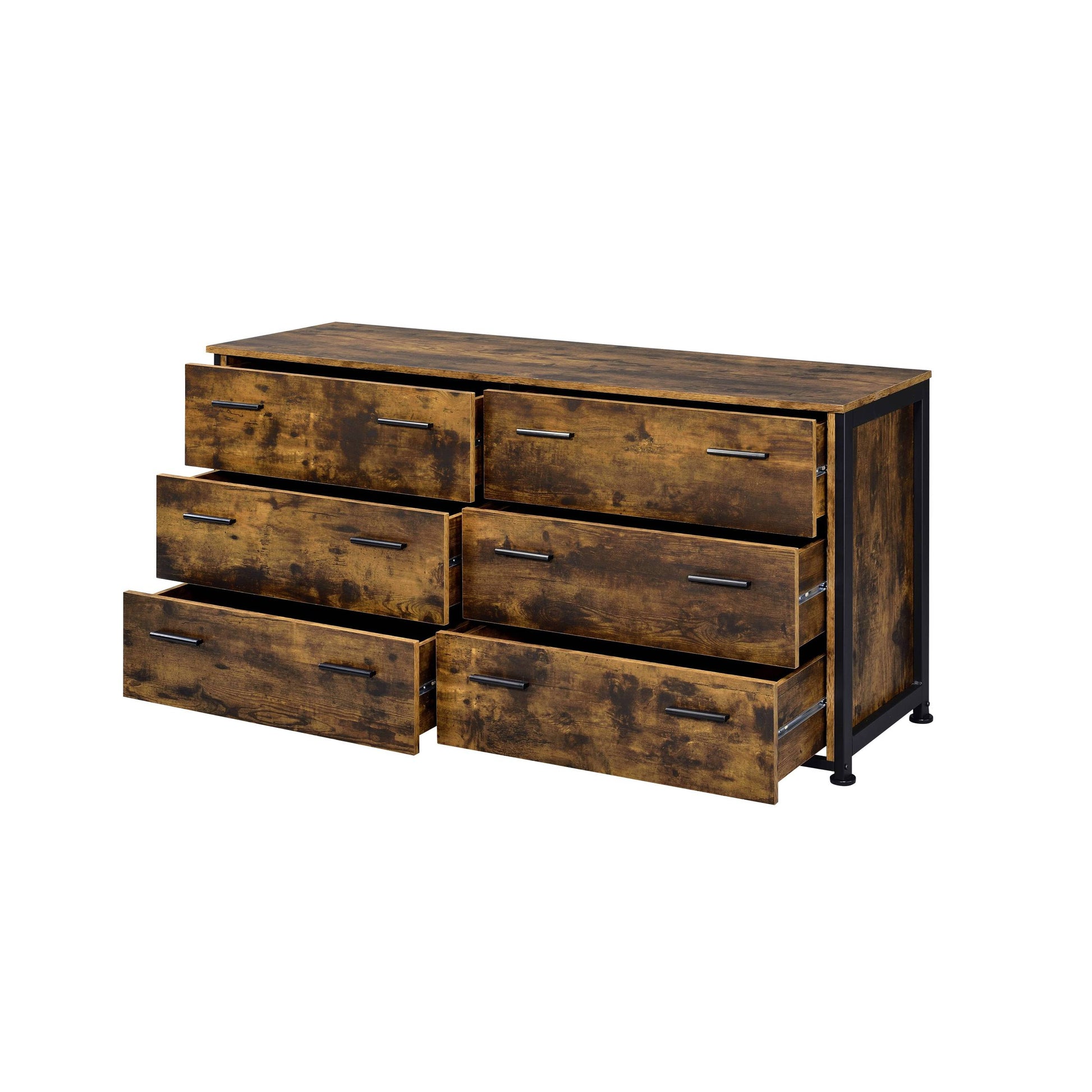 Rustic Oak And Black 6 Drawer Dresser Rustic Bedroom Wood Metal