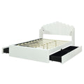 Full Size Upholstered Platform Bed With 4 Drawers And 2 Usb, Beige Box Spring Not Required Full Beige Wood Bedroom Bed Frame Polyester Upholstered