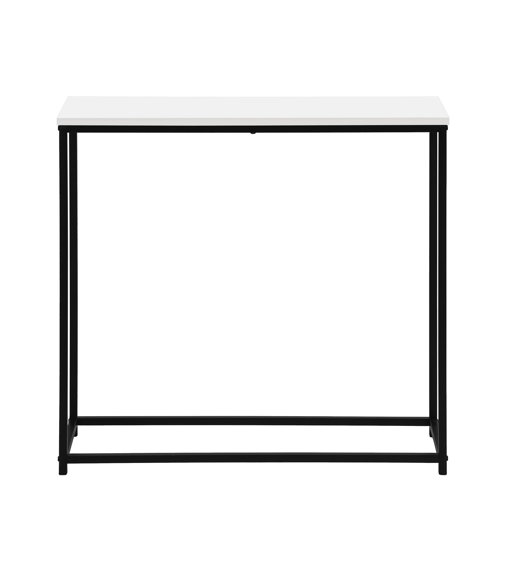 Accent Table, Console, Entryway, Narrow, Sofa, Living Room, Bedroom, White Laminate, Black Metal, Contemporary, Modern White Particle Board