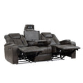 Luxury Comfort Modern Living Room Furniture 1Pc Power Reclining Sofa Premium Faux Leather Upholstery, Power Headrests, Led Light, Usb Ports, Power Outlets, Hidden Storage Brown Gray Faux Leather Wood Primary Living Space Luxury,Modern Plywood,Solid Wood
