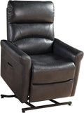 1Pc Contemporary Faux Leather Upholstered Rail Power Reclining Lift Living Room Gaming Chair Charcoal Charcoal Faux Leather Metal Primary Living Space Cushion Back Contemporary,Modern Foam Faux Leather