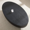 Modern Handcraft Drum Coffee Table Length 43.7 Inch Ellipse Coffee Table For Living Room,Small Coffee Table With Sturdy Pedestal,Black Mdf Matt Black Mdf