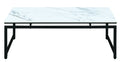 3 Piece Metal Base Occasional Table Set With Faux Marble Top, Black And White Black White Fabric Metal