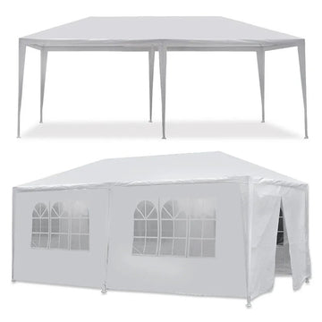 10X20' Outdoor Garden Gazebo Wedding Party Tent Canopy Marquee With 6 Removable Sidewalls White Metal