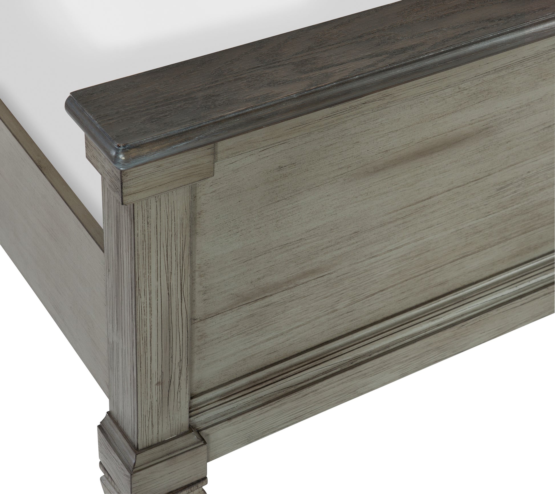 2 Tone Finish Transitional Rustic Style Bedroom Furniture 1Pc Queen Bed Antique Gray And Coffee Box Spring Required Queen Antique Gray,Coffee Wood Bedroom Rustic,Transitional Panel Wood