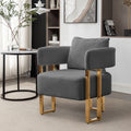 Ts Modern Decorative Chair, Living Room Side Chair With Gold Metal Legs, No Wheels, Suitable For Dressing Area, Reception Room, Office,Teddy Fleece Upholstered Metal Foot Sofas 2Pcs Grey Grey Teddy