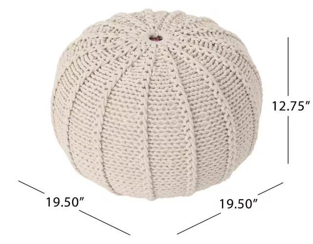 Knited Pouf Beige Cotton