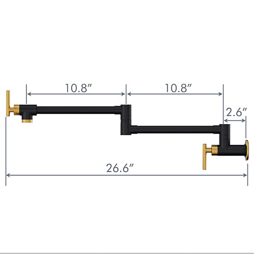 Brass Made Pot Filler, Black & Gold Pot Filler Faucet, Wall Mount Folding Kitchen Sink Pot Filler Faucets, Retractable Single Hole Pot Filler With Two Handles For Sink Stove Black Gold Kitchen Classic,Contemporary Brass Brass