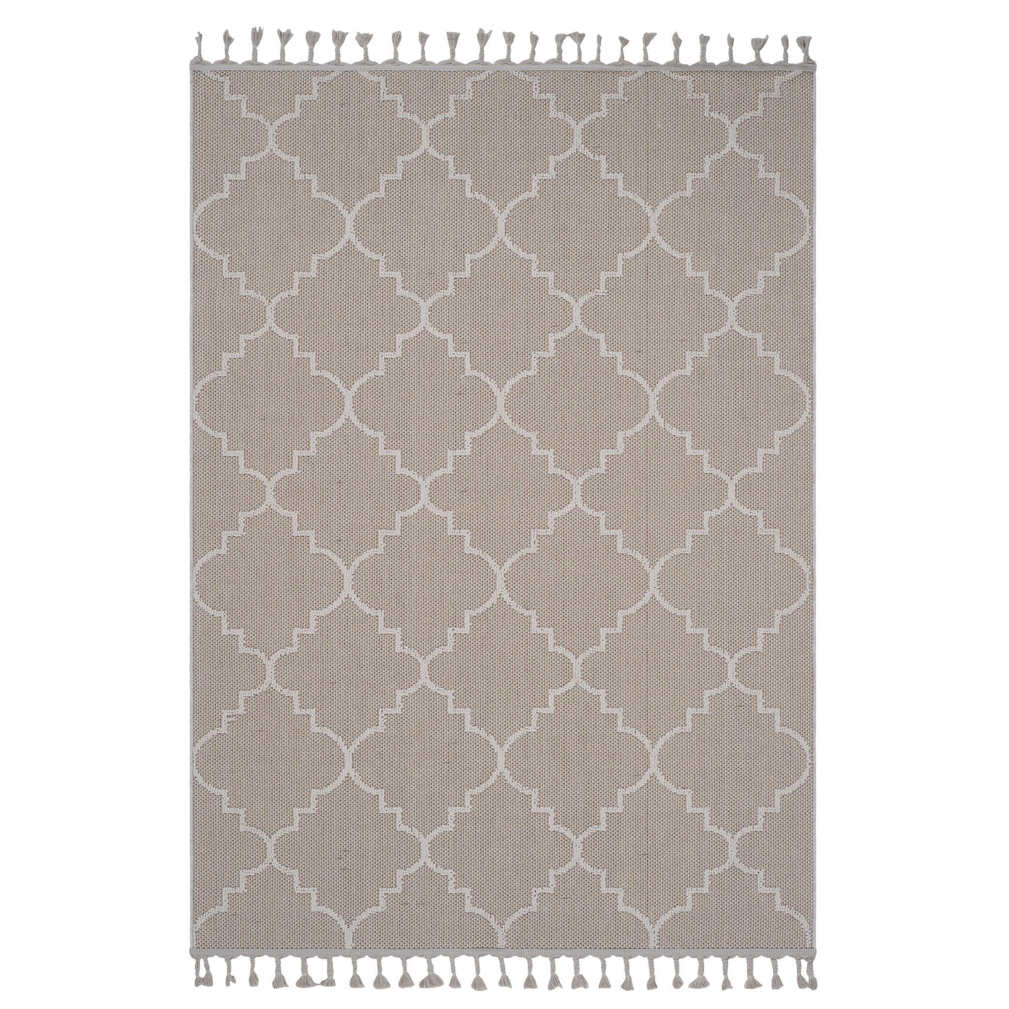 4X6 Ivory Trellis Indoor Outdoor Area Rug Ivory Polypropylene