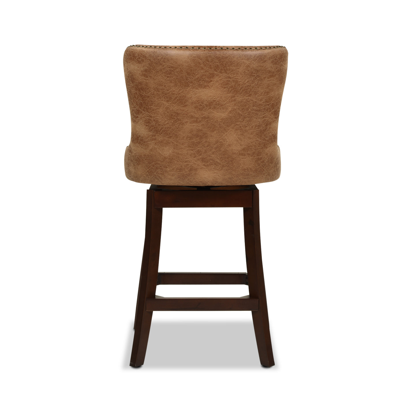 Holmes Tufted High Back 360 Swivel Counter Height Barstool, Tan Brown Faux Leather Tan Brown Foam Faux Leather