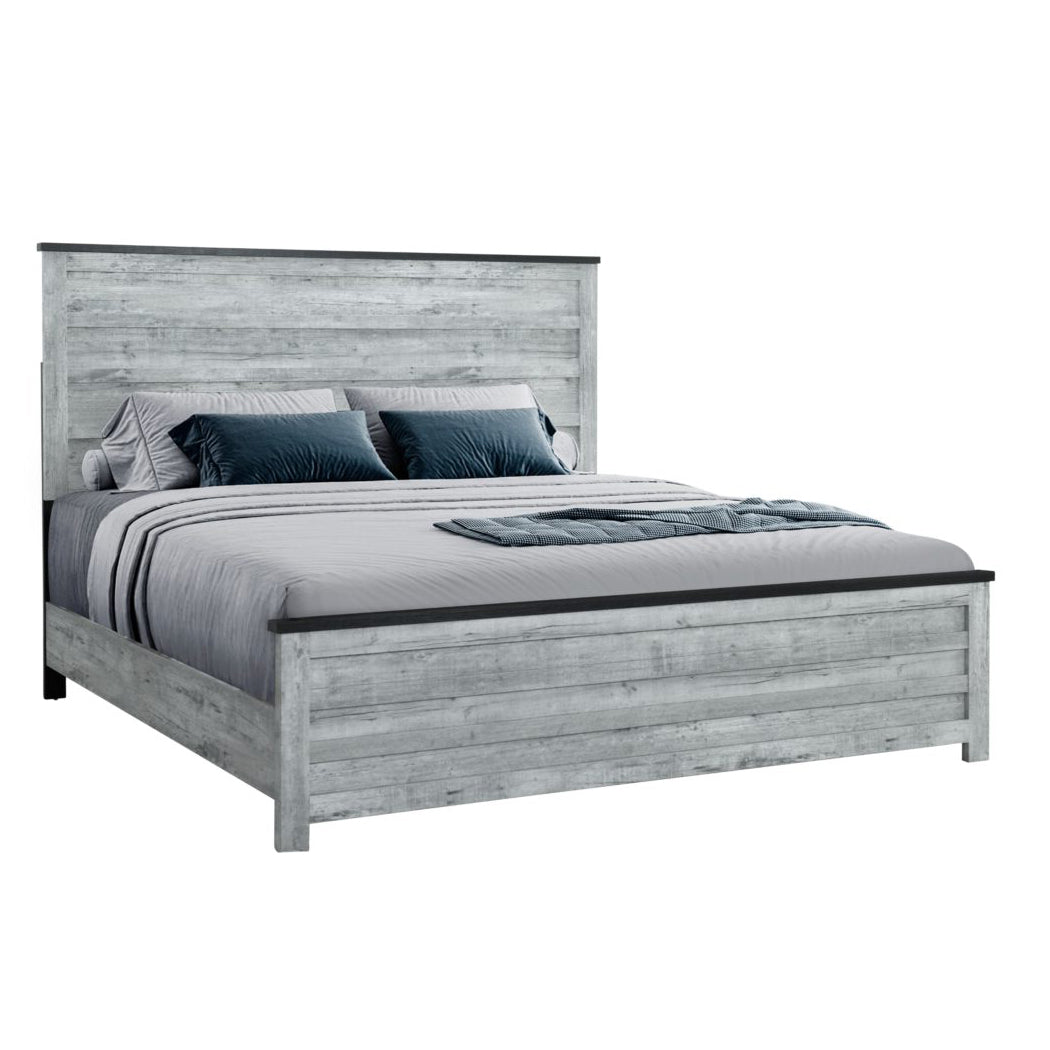 Kicks Grey Wash Queen Bed Gray Wash Solid Wood Mdf