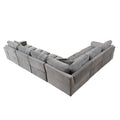 6 Seats,Oversized Sectional Sofa,L Shaped Corner Couch With Detachable Seat & Back Cushion, Corduroy Upholstery Convertible Sleeper Sofa&Couch For Living Room Grey Fabric 6 Seat