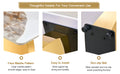 Table And Chair Set, Rock Plate Table Top, Gold Metal Table Legs, Stable And Beautiful, Suitable For Most Home Styles. Modern Simple Dining Table, Comfortable Seating. Gold Black Seats 4 Sintered Stone