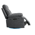 Power Recliner Glider Chair With Bluetooth Speaker 270 Degree Swivel With Led Light Side Arm With Storage Pockets Usb Type C Charging Port Button Control Retractable Footrest Adjustable Backrest Dg Dark Grey Linen Power Push Button Primary Living Space