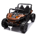 24V Kids Ride On Utv,Electric Toy For Kids W Parents Remote Control,Four Wheel Suspension,Low Start,Adjustable Speed,Multimedia Player,Early Education,Bluetooth,Rear Storage Space For Kids Aged 3 . Brown 50 99 Lbs Polypropylene