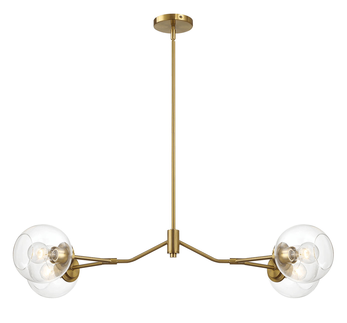 Jewel Four Lights Modern Farmhouse Chandelier Ceiling Hanging Light Fixture For Kitchen Island Dining Room 36"L 20"W 7.25"H With Clear Glass Clear,Gold Ceiling Lights Brass,Glass