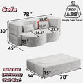 Modern Floor Sofa With 2 Pillows,Convertible Teddy Fabric Foam Filled Sleeper Sofa Bed,15