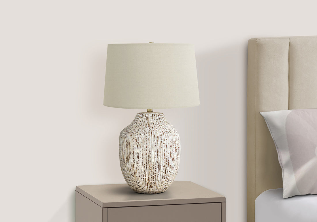 Lighting, 26"H, Table Lamp, Cream Ceramic, Ivory Cream Shade, Transitional Cream Ceramic