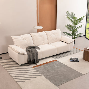 2239 Beige Fabric, Pillowcase Can Be Removed For Cleaning, Backrest Can Also Be Removed, Convenient And Easy To Take Care Of It. Beige Fabric 3 Seat
