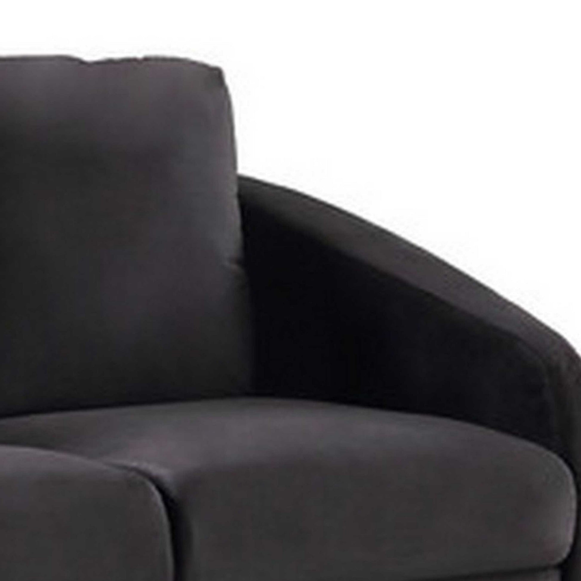 Hida 2 Piece Sofa And Loveseat Set, Diamond Stitching, Smooth Black Velvet Black Wood Fabric 5 Seat