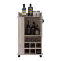 Fargo Bar Cart With Cabinet, 6 Built In Wine Rack And Casters Grey Primary Living Space Modern Particle Board Shelves Included Engineered Wood