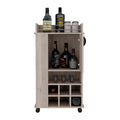 Fargo Bar Cart With Cabinet, 6 Built In Wine Rack And Casters Grey Primary Living Space Modern Particle Board Engineered Wood