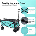 440Lbs Collapsible Foldable Wagon Cart With Strapping System ,Beach Wagon Utility Cart Utility Wagon Grocery Cart For Camping Shopping Sports Gardening Fishing Supports 3Pcs Plastic Liner Bag Blue