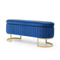 Storage Bench Bedroom Bench, Velvet Oval Upholstered End Of Bed Bench With Golden Metal Legs,50