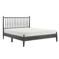 Mid Century Modern Design Queen Platform Bed 1Pc Gray Finish Wooden Bedroom Furniture Vertical Slats Headboard, Bed In A Box Box Spring Not Required Queen Gray Wood Bedroom Mid Century Modern Slat Beds Wood