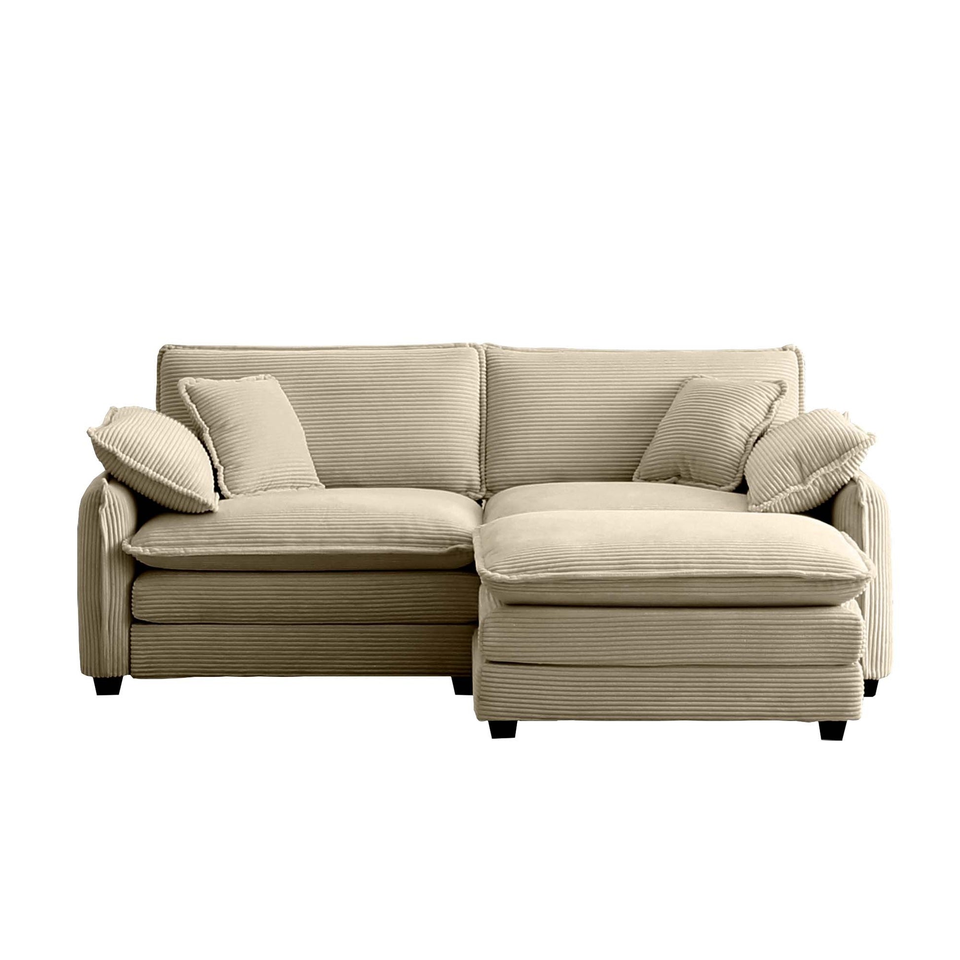 Two Seater Sofa With One Footrest, L Shaped 2 Seater Sofa With Ottoman For Small Living Spaces,Tan Corduroy Tan Corduroy 2 Seat