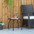 Outdoor Pe Wicker Side Table, Small Square Rattan End Table, All Weather Material Coffee Table For Garden, Balcony, Backyard, Brown Brown Steel