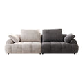 86.6 Large Size Two Seat Sofa,Modern Upholstered,Beige Paired With Grey Suede Fabric Beige Grey Velvet Wood Primary Living Space Soft Modern Eucalyptus Polyurethane Foam Eucalyptus 3 Seat