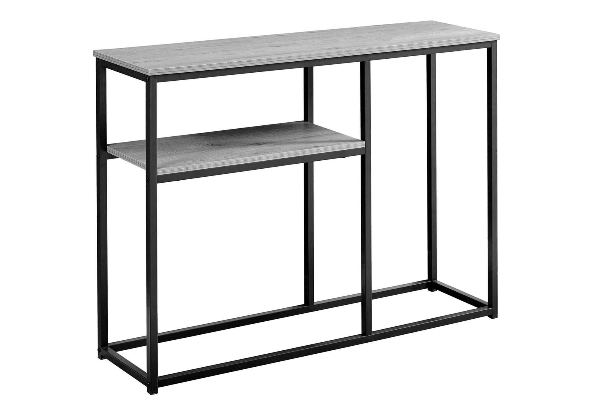 Accent Table, Console, Entryway, Narrow, Sofa, Living Room, Bedroom, Grey Laminate, Black Metal, Contemporary, Modern Grey Mdf