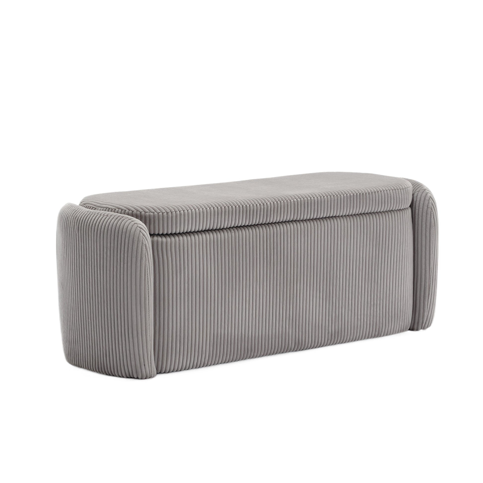 Coolmore Storage Ottoman,Bedroom End Bench,Upholstered Fabric Storage Ottoman With Safety Hinge, Entryway Padded Footstool, Ottoman Bench For Living Room & Bedroom Light Gray Light Gray Foam Velvet