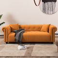 Wks12 Retro Medieval Style Sofa, Orange, Full Installation Only Needs To Install Feet Can Be Used, With 2 Throw Pillows Orange Retro Fabric 2 Seat