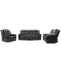 Home Theater Recliner Set Manual Recliner Chair With Wide Armrest, Two Built In Cup Holders For Living Room,Bedroom, Black Old Sku:Sg000760Aab Black Foam Pu Leather