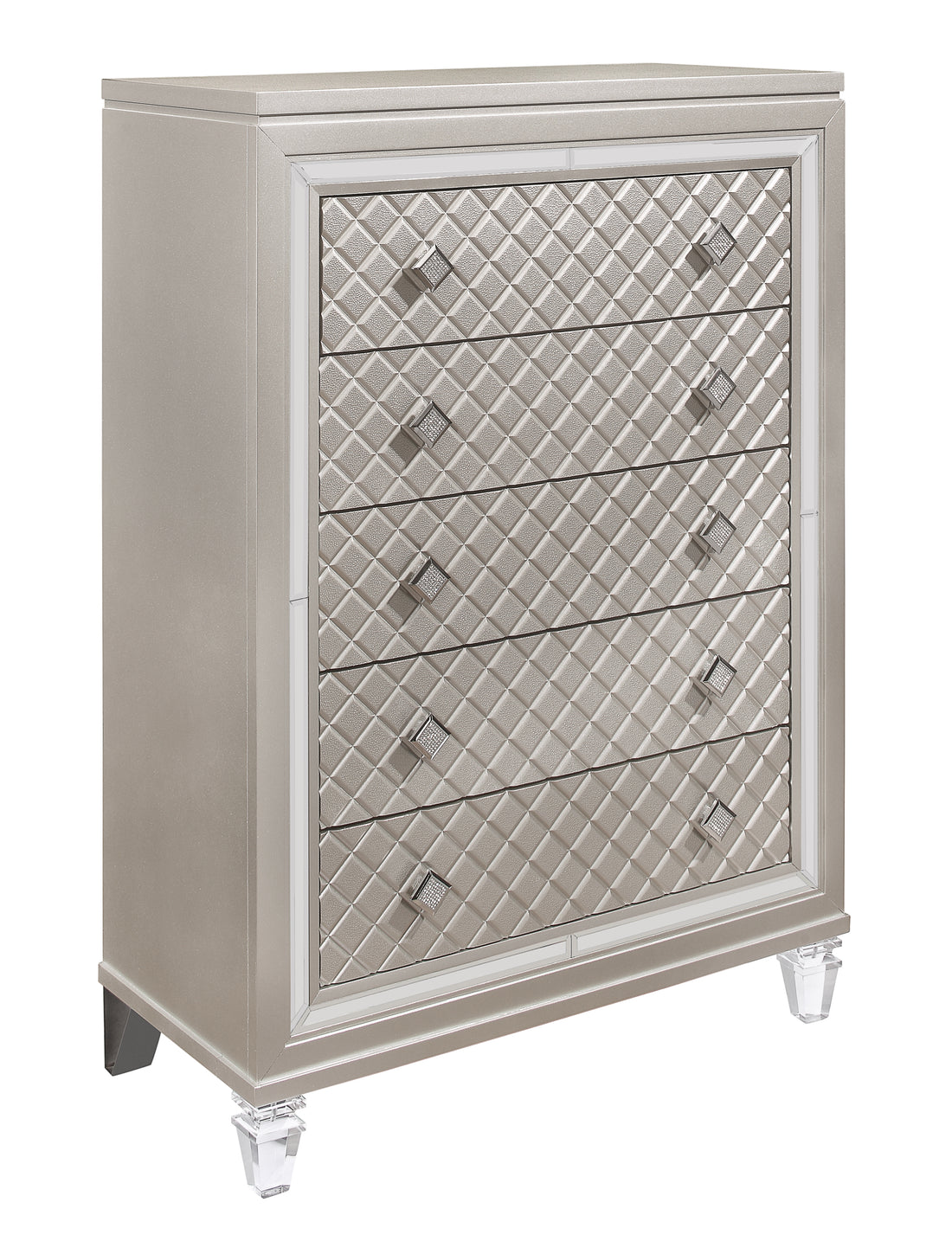 Cross Glam Champagne Chest Champagne Solid Wood Mdf