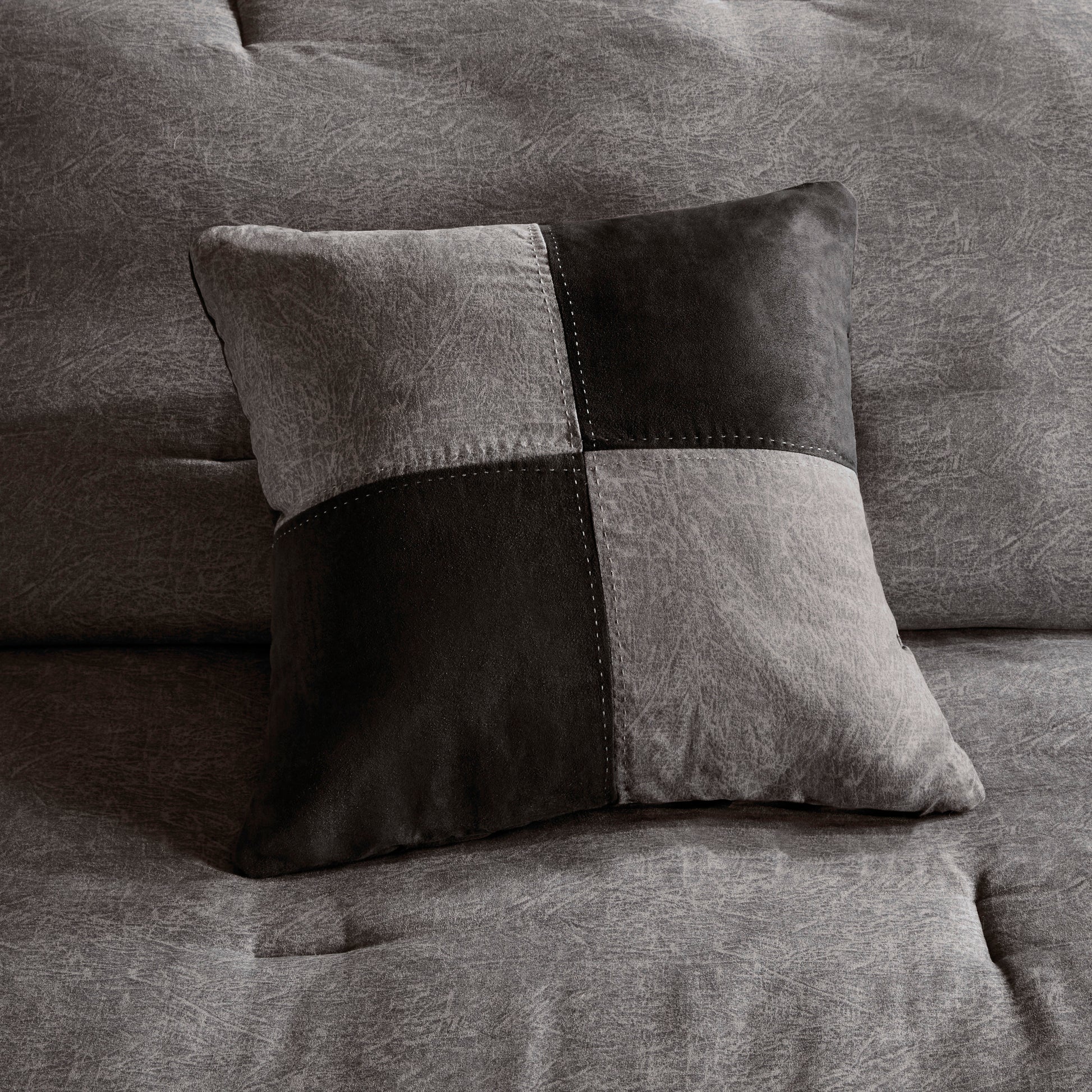 7 Piece Faux Suede Comforter Set Grey Queen Queen Grey Polyester