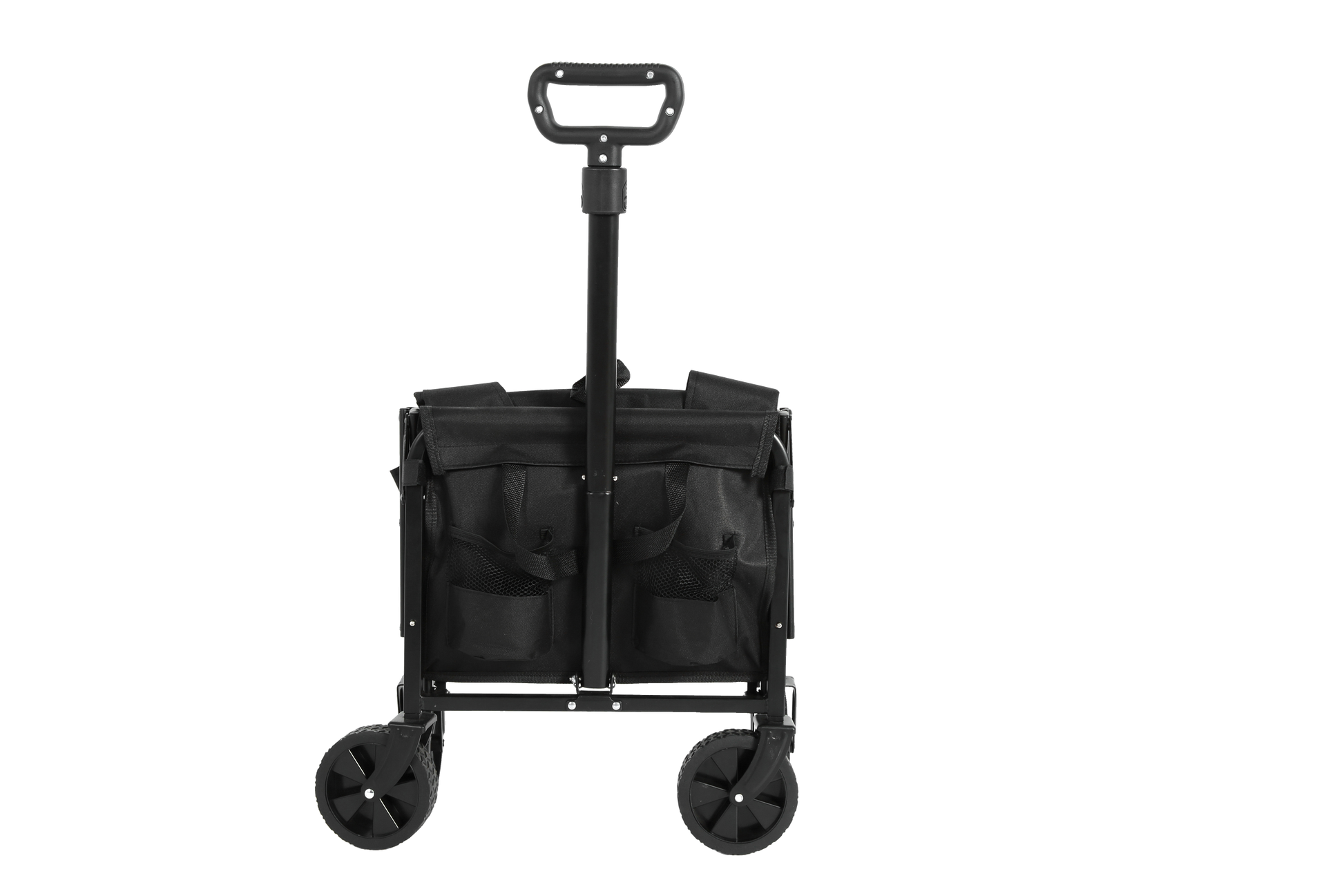 Lightweight Portable Heavy Duty Folding Beach Wagons With Wheels Outdoor Utility Carts For Grocery, Camping, Shopping, Sports, Garden With Large Capacity Black Black Steel