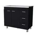 Black 2 Door 3 Drawer Kitchen Cabinet Freestanding 3 4 Drawers Black Primary Living Space Melamine