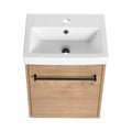 18'' Floating Wall Mounted Bathroom Vanity With Ceramic Sink & Soft Close Cabinet Door, For Small Bathroom Imitative Oak Bathroom Modern Plywood