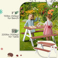 Outsunny Kids Picnic Table Set, Wooden Table & Bench Set, Kids Patio Furniture Outdoor Toys For Garden, Backyard, Aged 3 8 Years Old, Brown Brown Wood